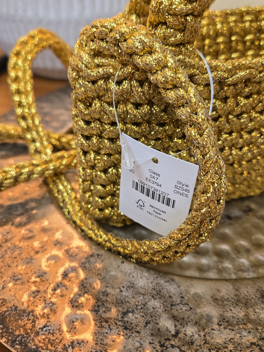 J. Crew Gold Metallic Crochet Mini Crossbody Bag NWT Cadiz Style - Picture 2 of 6